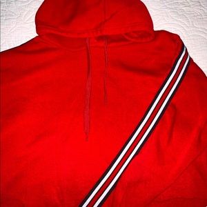 red cropped hoodie
